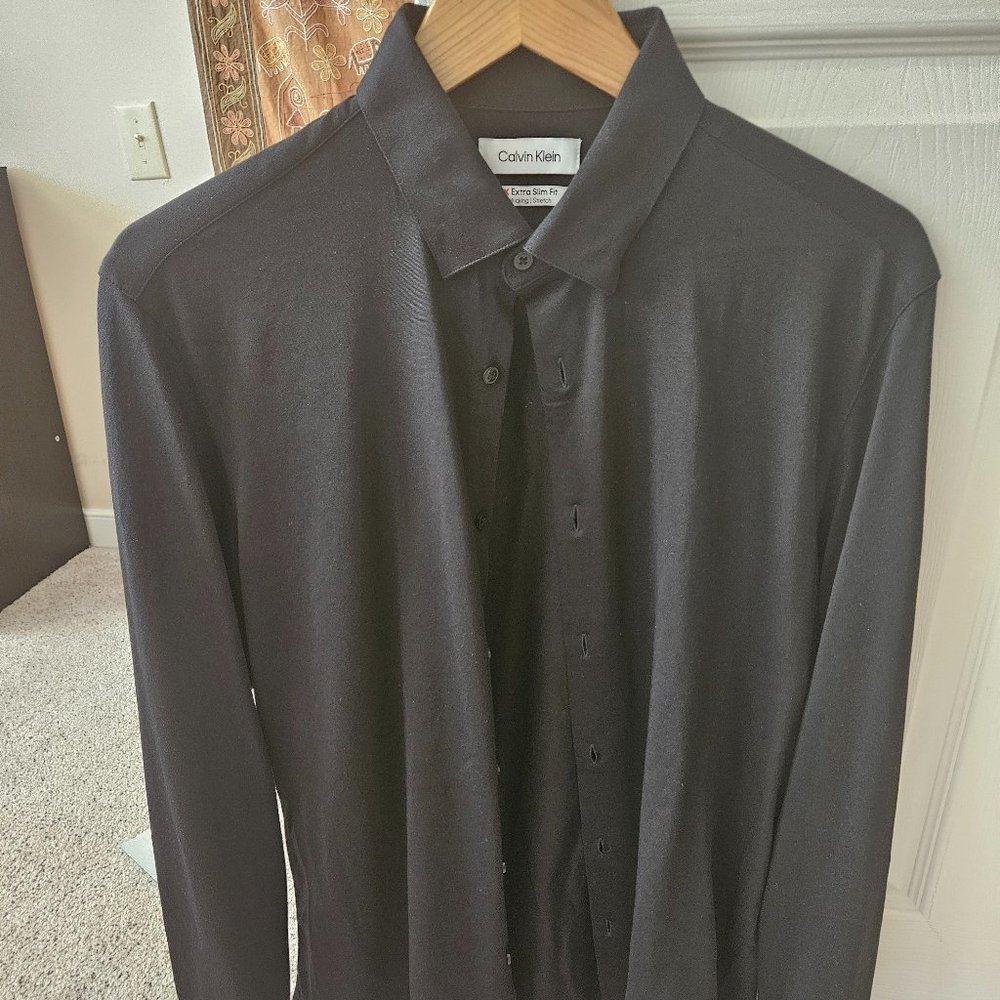 Calvin Klein Stretch Black Button Down